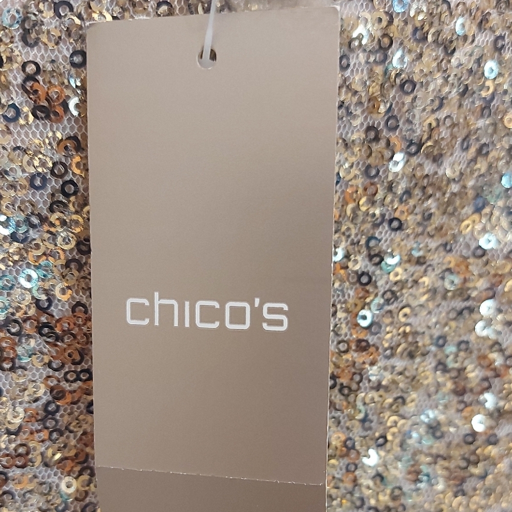Chico's Glittering Gold Sequin Pencil Skirt - Picture 7 of 8